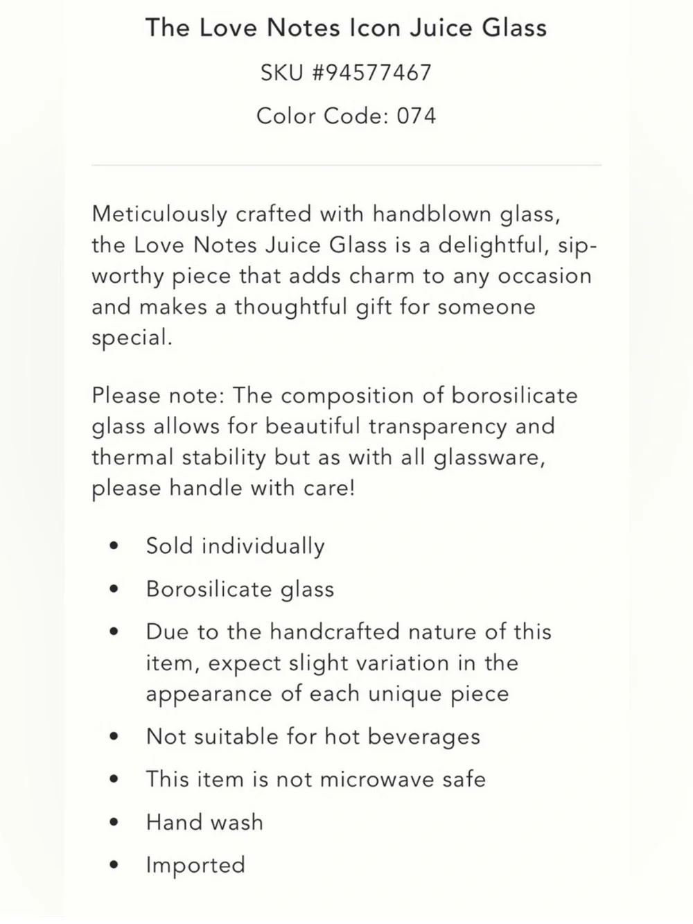 Anthropologie The Love Notes Icon Juice Glass -Fall Y’all -NIB (2 available)